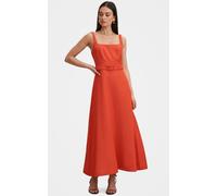 Forever New Forever New Red Hayden Square Neck Midi Dress Contains Linen Red EU 34 (UK 6)
