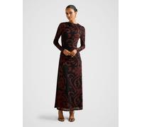 Forever New Forever New Red Joni Petite Long Sleeves Mesh Midi Dress Red EU 38 (UK 10)