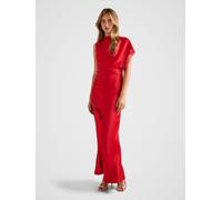 Forever New Forever New Red Kody Satin Lace Asymmetrical Dress Red EU 42 (UK 14)