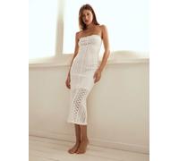 Forever New Forever New White Arianna Engineered Crochet Midi Dress White M