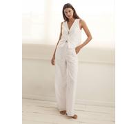Forever New Forever New White Daisy Broderie Wide Leg 100% Cotton Joggers