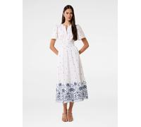 Forever New Forever New White Eleanor Embroidered 100% Cotton Midi Dress White EU 34 (UK 6)