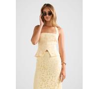 Forever New Forever New Yellow Braylee Lace Halter Neck Top