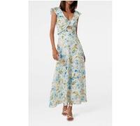 Forever New Lara Petite Linen Frill Midi Print Option 1 Taille: 4 | Robes Outlet | Femme | Blanche