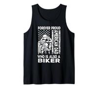 Forever Proud American Dad Who is Also Biker Dad USA Flag Débardeur