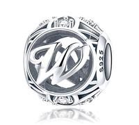 FOREVER QUEEN Charme lettre de l'alphabet Argent Sterling 925 Femmes charm avec 5A Zircone Compatible Pour lettre bricolage Européen Bracelets Cadeau pour la fête des mères