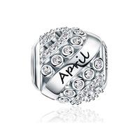 Forever Queen Charms Naissance pour Bracelet - Breloques Ajourés de Perles en Argent Sterling 925, Charms Joyeux Anniversaire pour Bracelet et Collier FQ0004-4