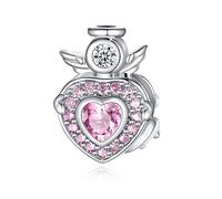 FOREVER QUEEN Charms pour femmes Ailes d'ange Charm coeur d'amour Pendentif en argent sterling 925 L'anniversaire Charms de pierre de naissance pour charms bracelets et colliers
