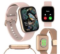 FOREVER Smartwatch ForeVigo 4 SW-330 - Montre Femme, AMOLED, Imperméable, Deux sangles, Appels téléphoniques, Modes Sports, Calendrier menstruel, Tensiomètre, Notifications, Or rose