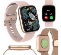 Forever Smartwatch Forevigo 4 Sw-330 - Montre Femme, Amoled, Imperméable, Deux Sangles, Appels Téléphoniques, Modes Sports, Calendrier Menstruel, Tensiomètre, Notifications, Or Rose