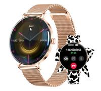 Forever Smartwatch Lucca Femme Or Rose - Montre Connectée Élégante avec Écran AMOLED, Appels Bluetooth, Suivi Santé & Fitness, 100+ Sport, Étanche, 2 Bracelets, iOS & Android
