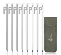 Forever Speed 8 PCS Piquets de Tente en Acier avec Sac de Rangement, 30CM Sardines de Fixation Sardines Camping Piquets de Fixation pour Prairies, Forêts, Sols Rocheux - Argent