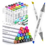 Forever Speed Alcohol Marker Set de marqueurs, recharge d’aérographe textile ou à utiliser comme un stylo en tissu ordinaire, marqueur double 24 couleurs avec ciseau et pointes fines, pour