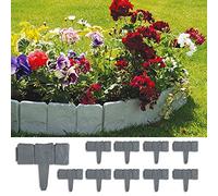 Forever Speed Bordures de Jardin 2.5m Bordure de Gazon Clôture Effet Pierre Bord la Pelouse10 Pcs Gris Bordure de Jardin Décorative