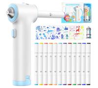 Forever Speed Lot de 12 marqueurs de peinture électrique à l'aérographe avec double pointe, 3 pochoirs et 2 têtes de pulvérisation, couleurs vives et riches, lavable en machine, après fixation