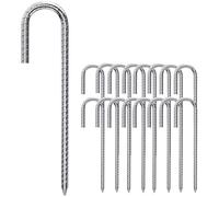Forever Speed Lot de 16 ancrages au Sol en Acier galvanisé de 30 CM - Crochets en J - Crochets de Tente pour sécuriser la clôture, Les tentes, Les auvents, Le Support de Fleurs