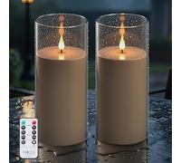 Forever Speed Lot de 2 Bougies à Led Exterieur Étanches avec Télécommande et Minuterie, 10cm x 22.5cm Acrylique Piles Bougies Sans Flamme pour Décoration D'extérieur - Gris