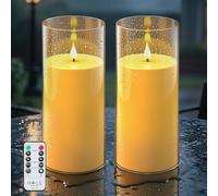 Forever Speed Lot de 2 Bougies à Led Exterieur Étanches avec Télécommande et Minuterie, 10cm x 22.5cm Acrylique Piles Bougies Sans Flamme pour Décoration D'extérieur - Doré