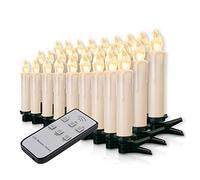 Forever Speed Lot de 20-60 bougies de Noël LED Guirlande lumineuse de bougies Bougies sans fil pour arbre de Noël avec télécommande sans fil Bougies d'arbre de Noël (enveloppe blanche laiteuse