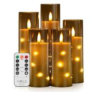 Forever Speed Lot de 5 Bougies à Led avec Télécommande et Minuterie, Bougies Led avec Guirlande Lumineuse Bougie à Piles Acrylique Bougies Sans Flamme pour Décoration de la Maison - Gris