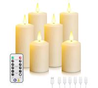 Forever Speed Lot de 6 bougies LED rechargeables, sans flamme, avec télécommande, fonction minuterie, étanche, pour la décoration de la maison, Noël, les mariages