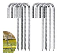 Forever Speed Lot de 8 ancrages au Sol en Acier galvanisé de 30 CM - Crochets en J - Crochets de Tente pour sécuriser la clôture, Les tentes, Les auvents, Le Support de Fleurs