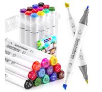 Forever Speed set di pennarelli per pennarelli per alcol, refill per aerografo tessile o da utilizzare come una normale penna per tessuti, 12 colori doppio pennarello con scalpello e punte fini, per