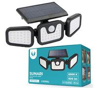 FOREVER Sunari FLS-03 Lampe LED solaire IP65 pour l'extérieur sur le balcon ou le garage avec capteur de mouvement et crépusculaire, lumière forte de 600 lm