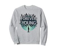 Forever Young : Don't Let The Old Man in Vintage Graphic Sweatshirt, Unisexe pour Adultes, Gris Chiné, S