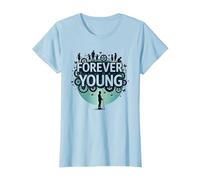 Forever Young : Don't Let The Old Man in Vintage Graphic T-Shirt, Femme, Bleu Céleste, M