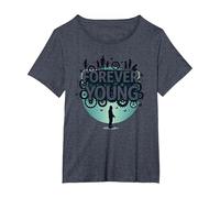 Forever Young : Don't Let The Old Man in Vintage Graphic T-Shirt, Femme Grandes Tailles, Bleu Chiné, 3X