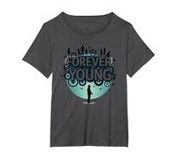 Forever Young : Don't Let The Old Man in Vintage Graphic T-Shirt, Femme Grandes Tailles, Chiné Foncé, 4X