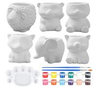 Foreverup Lot de 21 pots de fleurs en céramique pour plantes grasses à peindre avec de jolis motifs d'animaux pour décorer le bureau, la maison, Noël et Halloween