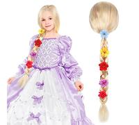 Foreverup Perruque de princesse Raiponce pour enfants, perruque de princesse Raiponce pour filles - perruque blonde pour contes de fées, carnaval, soirées à thème, jeu de rôle (doré, 85 cm)