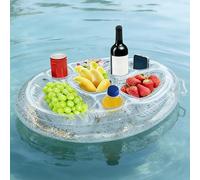 Foreverup Porte-gobelet gonflable, 8 trous, dessous de verre flottant, plateau flottant 2 en 1, pour bar de piscine, grande capacité, sous-verres flottants pour l'été, la piscine, les fêtes