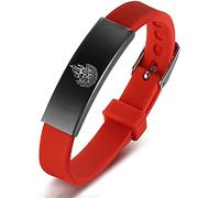 ForeverWill Bracelet en cuir avec fermoir magnétique en acier inoxydable pour protection d'Allah arabe Ayatul Kursi Coran - Bijoux musulmans - Cadeau pour homme et femme - 2 tailles, 19 cm, Acier