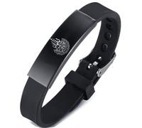 ForeverWill Bracelet en cuir fermoir magnétique acier inoxydable Protection Allah arabe Ayatul Kursi Coran - Bijoux musulmans - Cadeau homme femme - 2 tailles