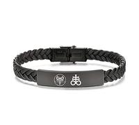 ForeverWill Bracelet en cuir noir délicat avec sceau de Satan pour homme et femme Satanique, Baphomet, Pentagramme, Chèvre Satanisme, Symbole Satanisme Satan Leviathan