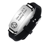 ForeverWill Bracelet en silicone avec inscription « One Day at A Time » - Cadeau de sobriété - Personnalisable - Pour la famille et les amis, Acier inoxydable Silicone