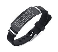 ForeverWill Bracelet en silicone souple avec inscription « Allah Musulman Islam Ayatul Kursi » - Style rétro islamique - Amulette religieuse arabe - Réglable, Acier inoxydable Silicone