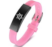 ForeverWill Bracelet réglable en silicone avec symbole de la vie juive Chai en Magen, étoile de David, religieux Israël, bracelet décontracté pour hommes, femmes, adolescents, rose, Acier inoxydable