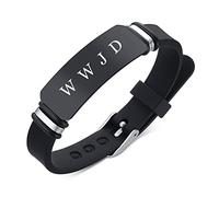 ForeverWill Bracelet réglable en silicone noir WWJD pour homme, femme, garçon, fille, avec inscription « What would Jesus Do » - Cadeau religieux chrétien - FW-0100-WWJD, Silicone