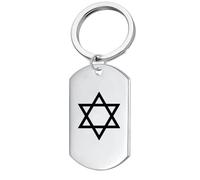 ForeverWill Porte-clés judaïsme étoile de David en acier inoxydable pour homme et femme, religieux israël juif magen David Star Porte-clés cadeau israélien, Standar, Acier inoxydable