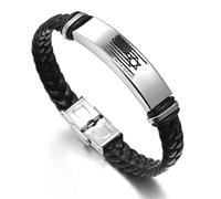 ForeverWill Support for Israel Jewellery, I Stand with Israel Bracelet en cuir avec drapeaux nationaux, bracelet d'amitié, bracelet juif de David pour homme et femme, Acier inoxydable Cuir