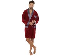 FOREX Lingerie élégant peignoir/robe de chambre en velours ou peignoir/robe de chambre sportif en coton, court bordeaux, L