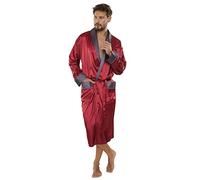 FOREX Lingerie Élégante Robe de Chambre/Peignoir en Satin, bordeaux, XXL