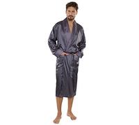 FOREX Lingerie Élégante Robe de Chambre/Peignoir en Satin, Gris, 4XL