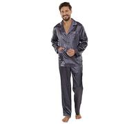 FOREX Lingerie Pyjama élégant et distingué en Satin, Gris, M