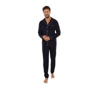 FOREX Lingerie Pyjama Haut de Gamme pour Homme à Manches Longues en 100% Coton, Bleu foncé, XL