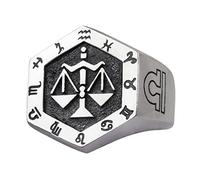 ForFox Bague Balance Signe Astrologique du Zodiaque Constellation en Argent Sterling 925 Massif pour Hommes Femmes Ouvert et réglable